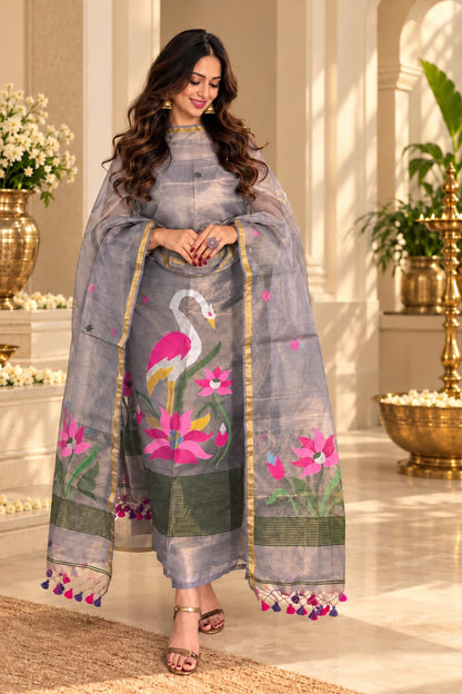 Stork – Premium Tissue Needle-Weaved Jamdani Suit | Rihyaaz Fashions
