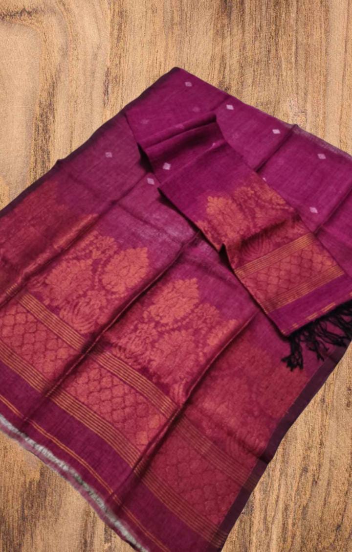 Kannan – Linen Silver & Copper Zari Kanchipuram Weaved Suits