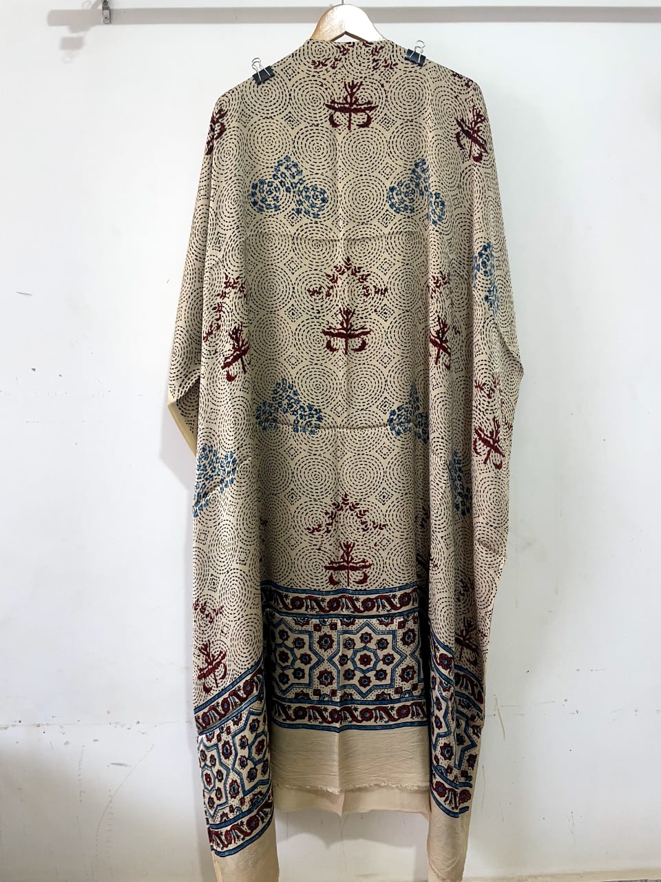 Ajrakh Modal Silk Kaftan – Handblock Printed Elegance