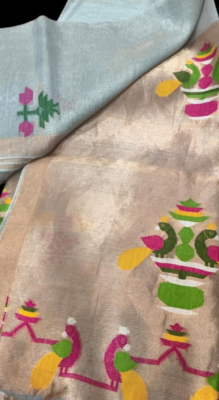 Sangli – Morbangdi Paithani Anchal Linen Silk Tissue Saree
