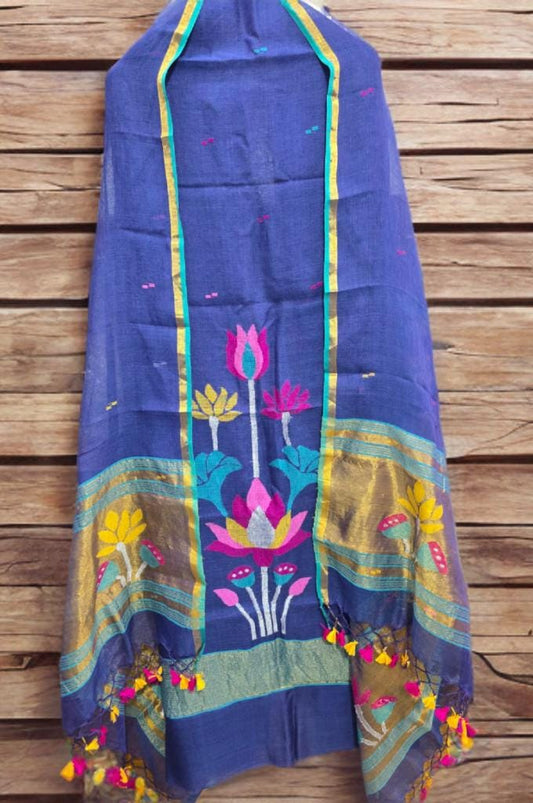 Mool- Pure Linen Hand Weaving| Tissue Palla Paithani Jamdani Suit