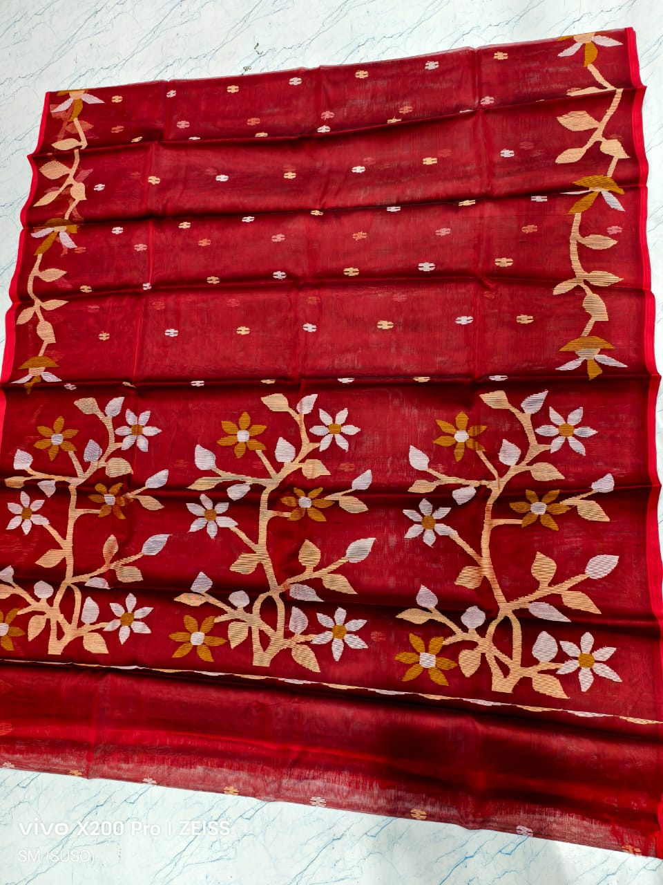 Hashnuhana - Pure Muslin Handwoven Jamdani Saree | Silk Mark Certified | Premium Quality