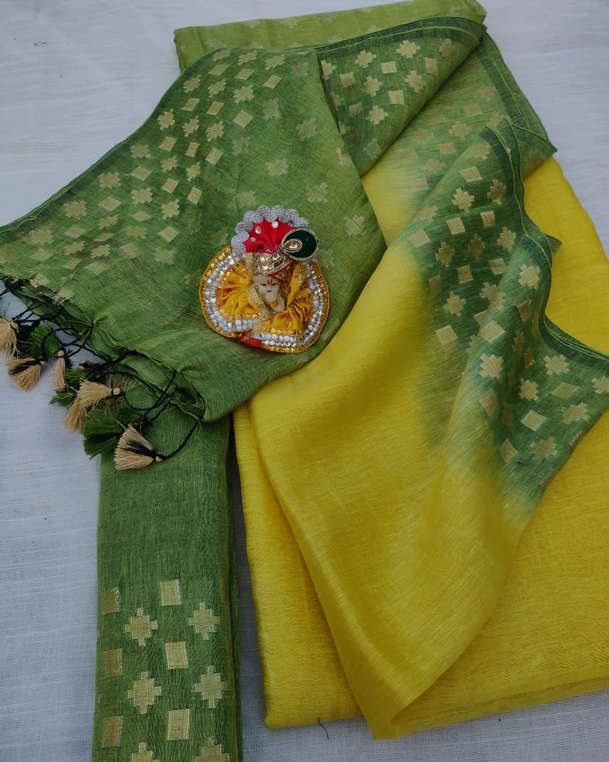 Keyalata – Pure Silk Linen Double Silander Design Saree