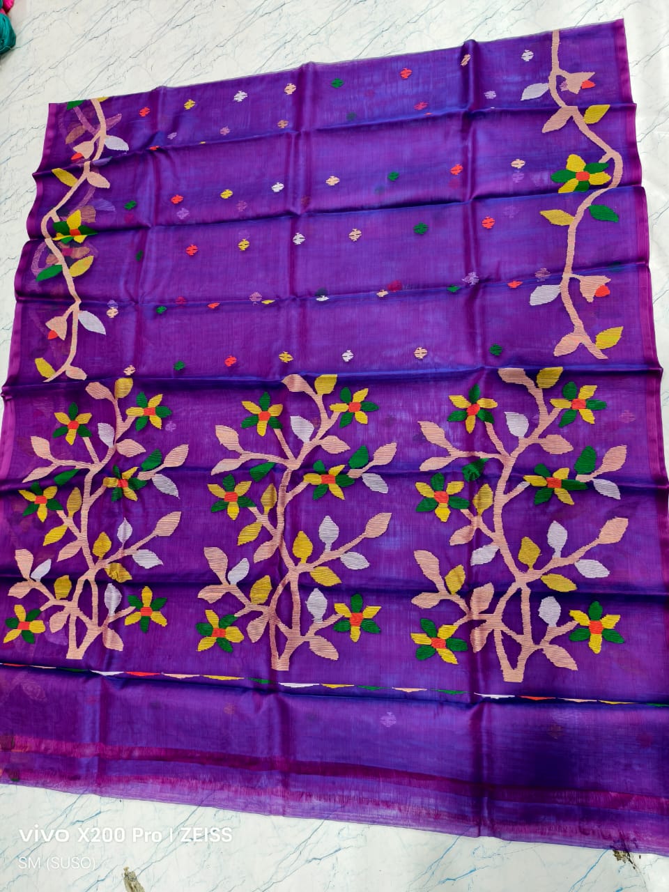 Hashnuhana - Pure Muslin Handwoven Jamdani Saree | Silk Mark Certified | Premium Quality