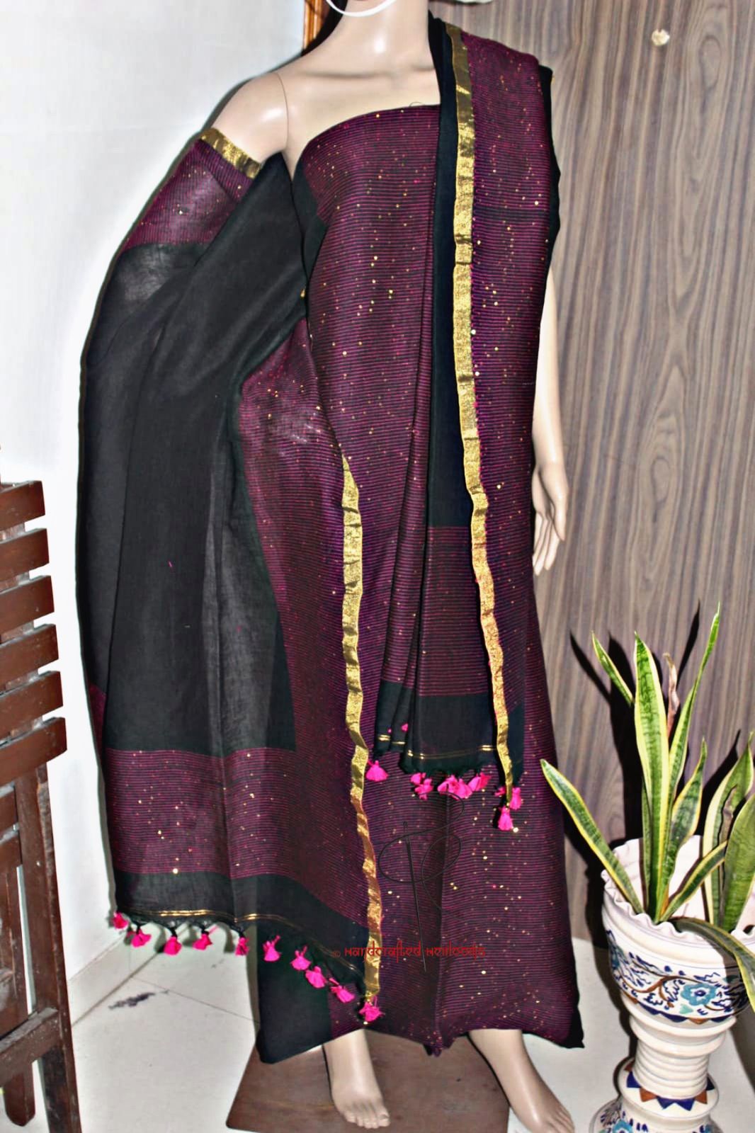 Jhalak Pure Linen Partywear | Sequin Weaved Top & Dupatta Sets