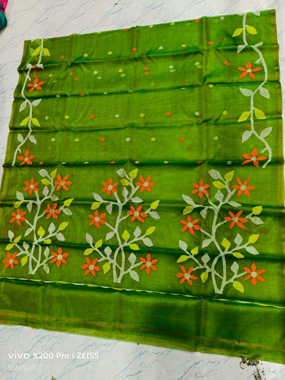 Hashnuhana - Pure Muslin Handwoven Jamdani Saree | Silk Mark Certified | Premium Quality