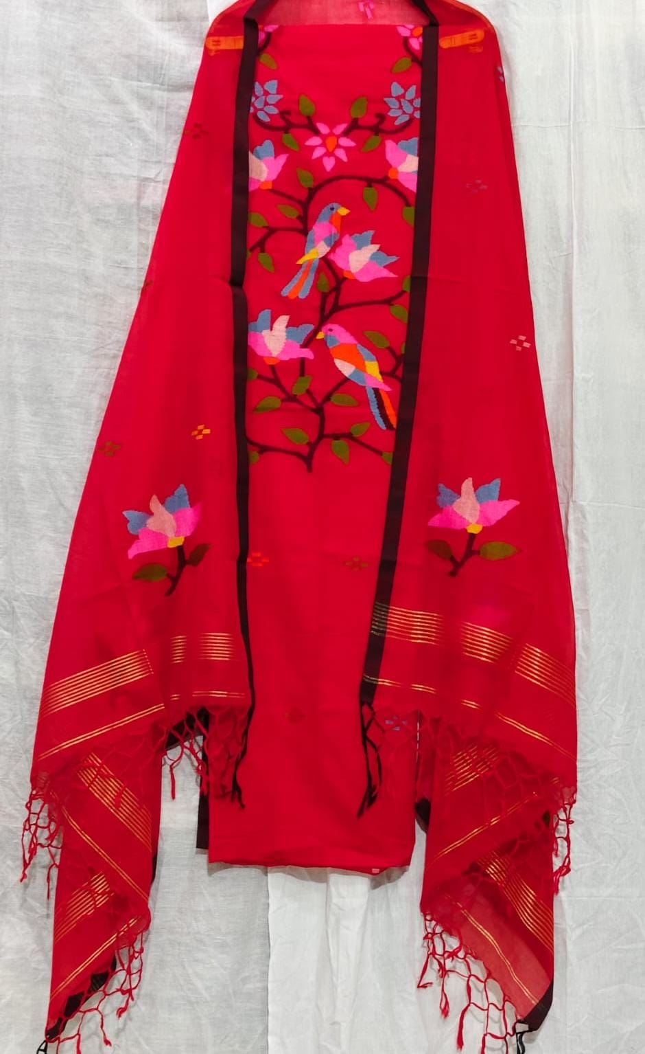 Parijat Mul Cotton Handwoven Needle Jamdani Suits – Premium 2.5m*2 Set