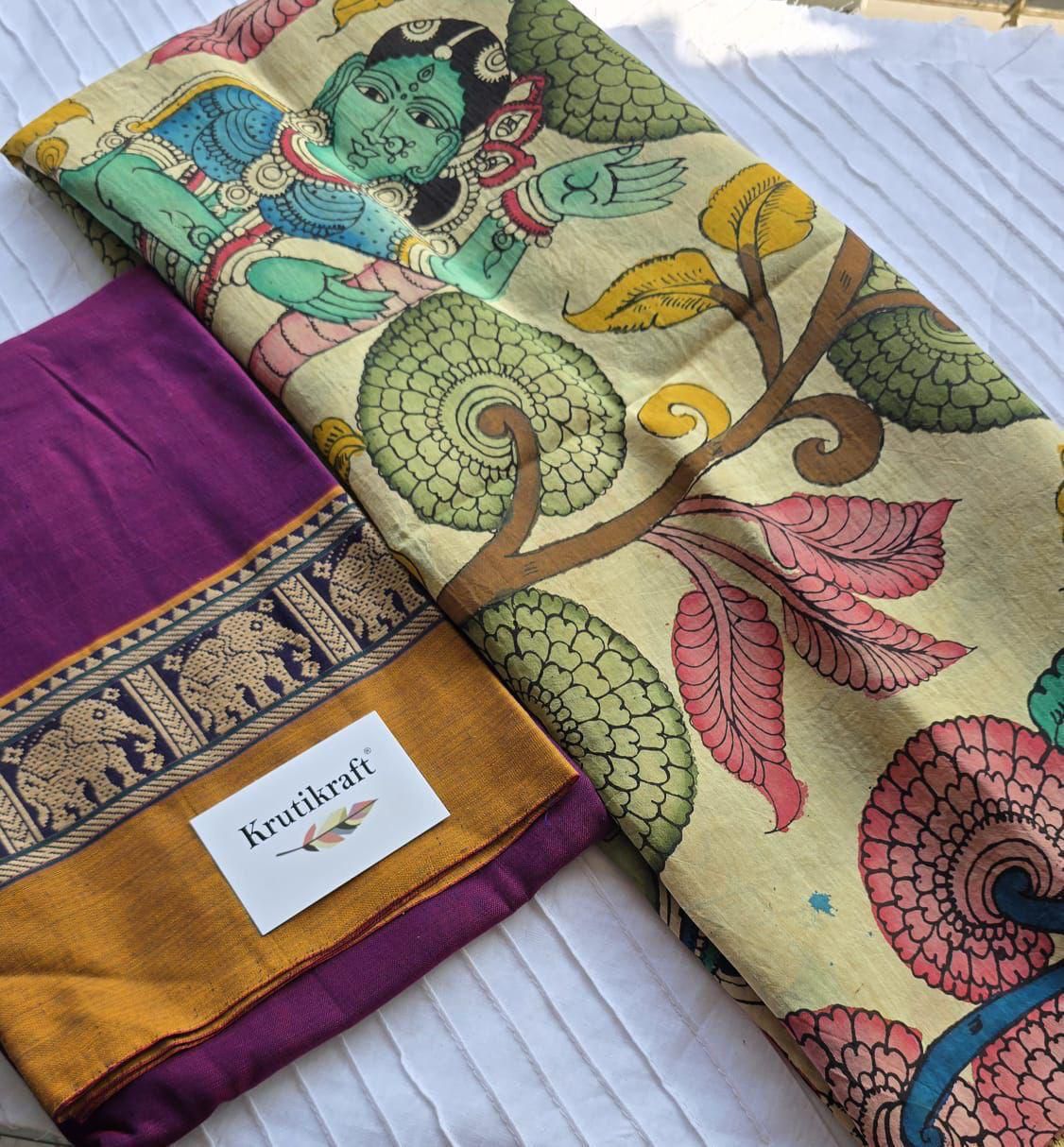 Exclusive Narayanpet Silk Kurta with Pen Kalamkari Dupatta