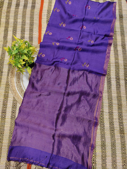 Tiffany Zari Weaved Tissue Silk by Modal Jamdani, premium handwoven lightweight saree with blouse piece by Rihyaaz
