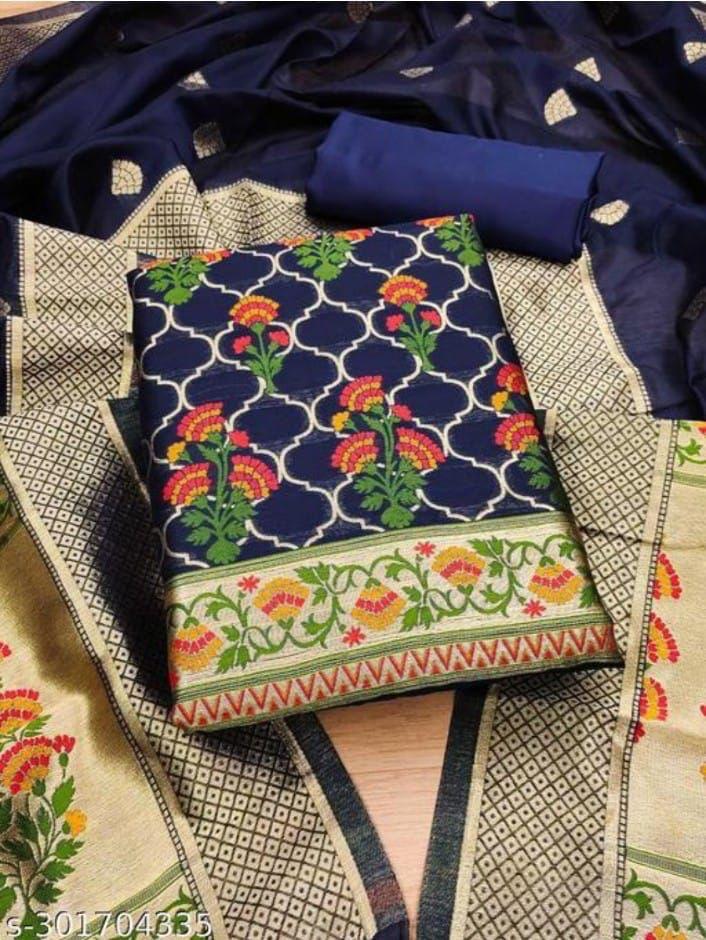 𝓖𝓾𝓵𝓲𝓼𝓽𝓪𝓷- Zari Jacquard Floral Weaved Benarasi Meenakari 3-Piece Suit