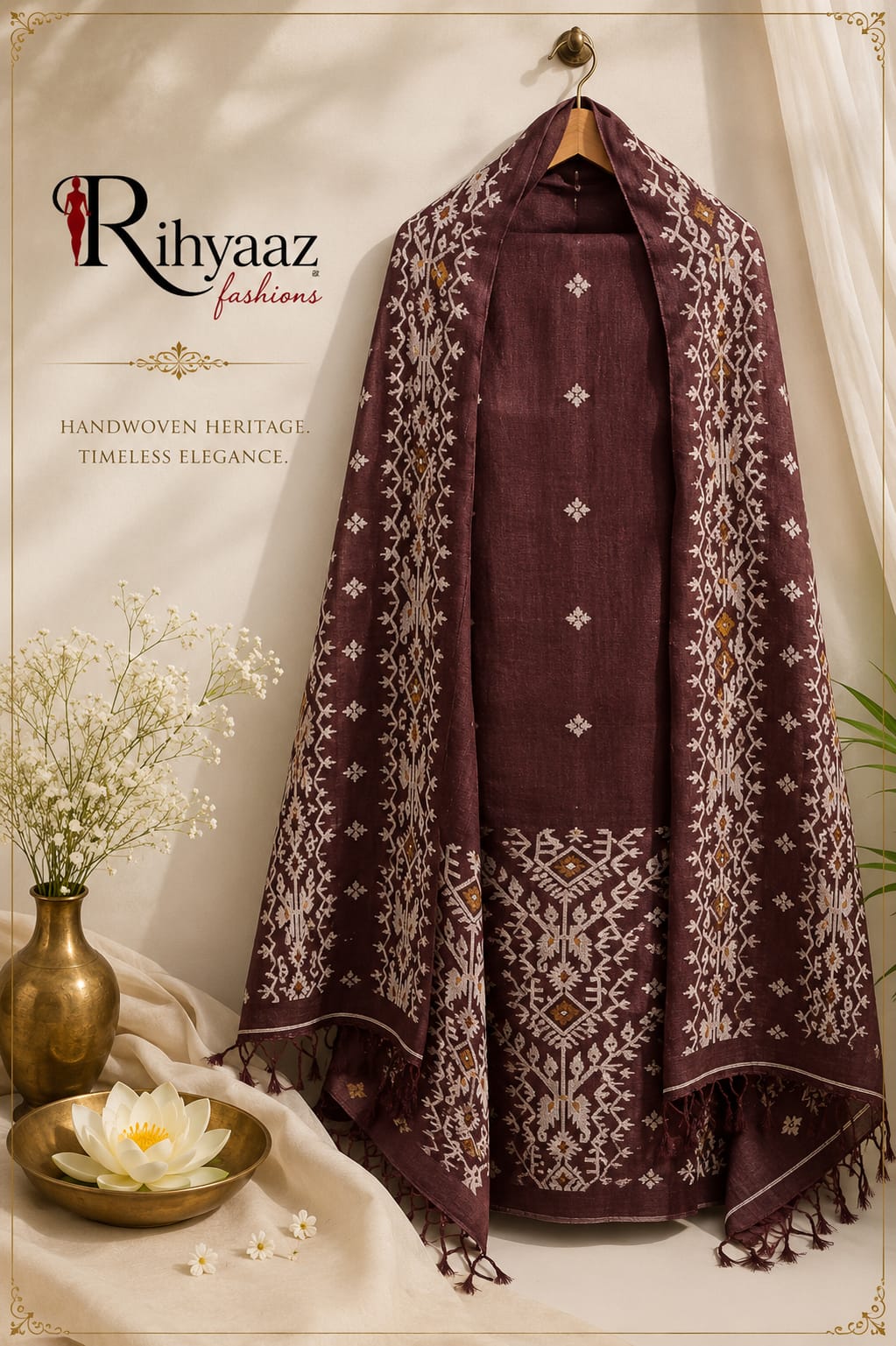 Kahini Gachi Tussar Jamdani Zari Detailing Kurta Dupatta Set | Rihyaaz