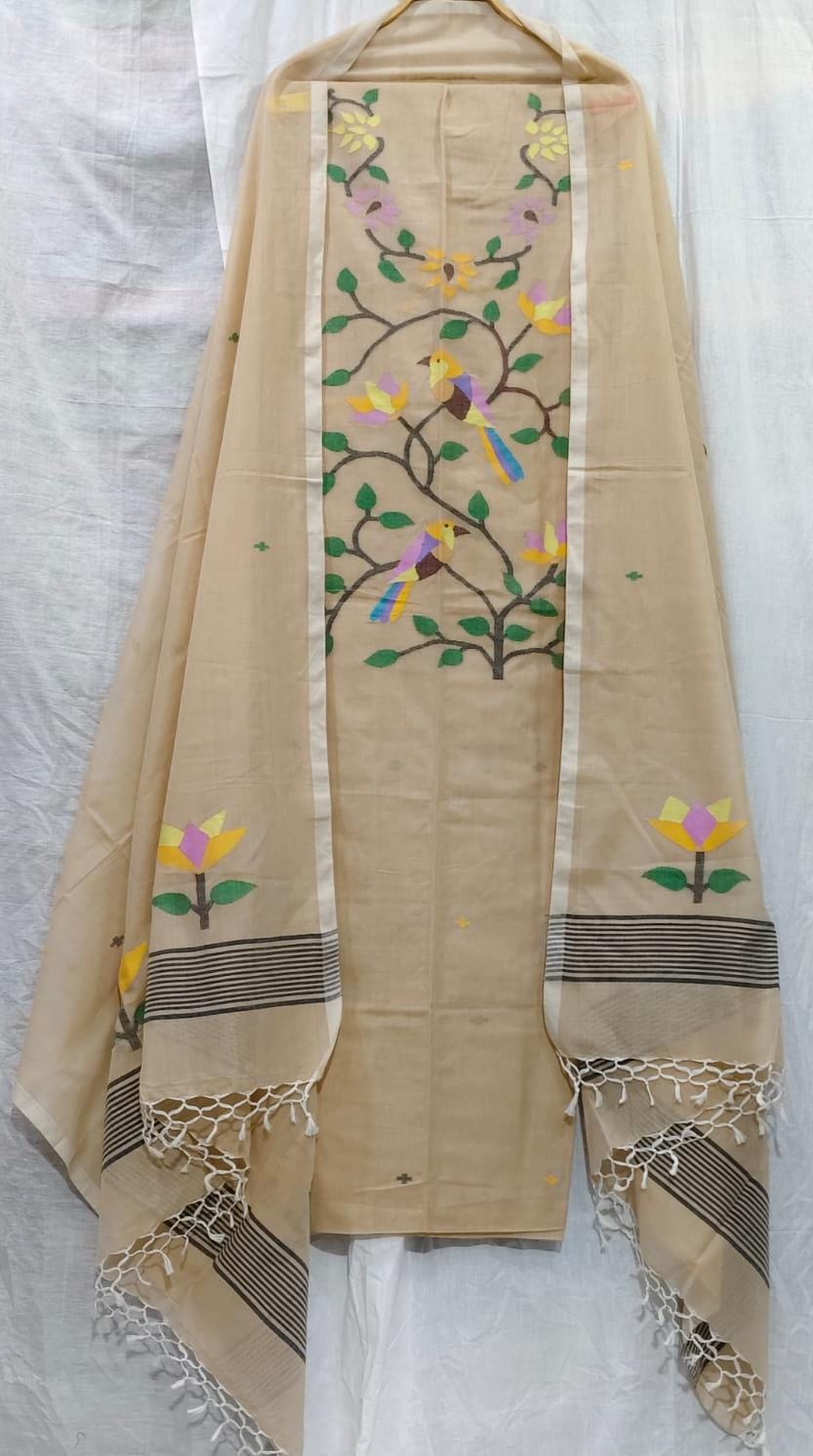 Parijat Mul Cotton Handwoven Needle Jamdani Suits – Premium 2.5m*2 Set