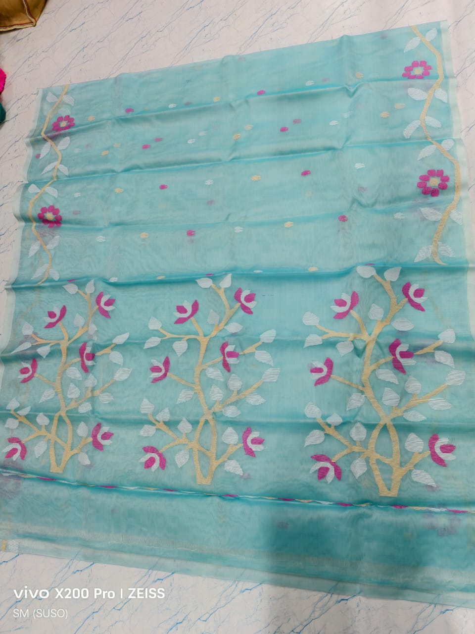 Hashnuhana - Pure Muslin Handwoven Jamdani Saree | Silk Mark Certified | Premium Quality