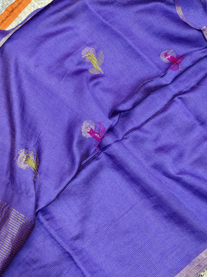 Tiffany Zari Weaved Tissue Silk by Modal Jamdani, premium handwoven lightweight saree with blouse piece by Rihyaaz