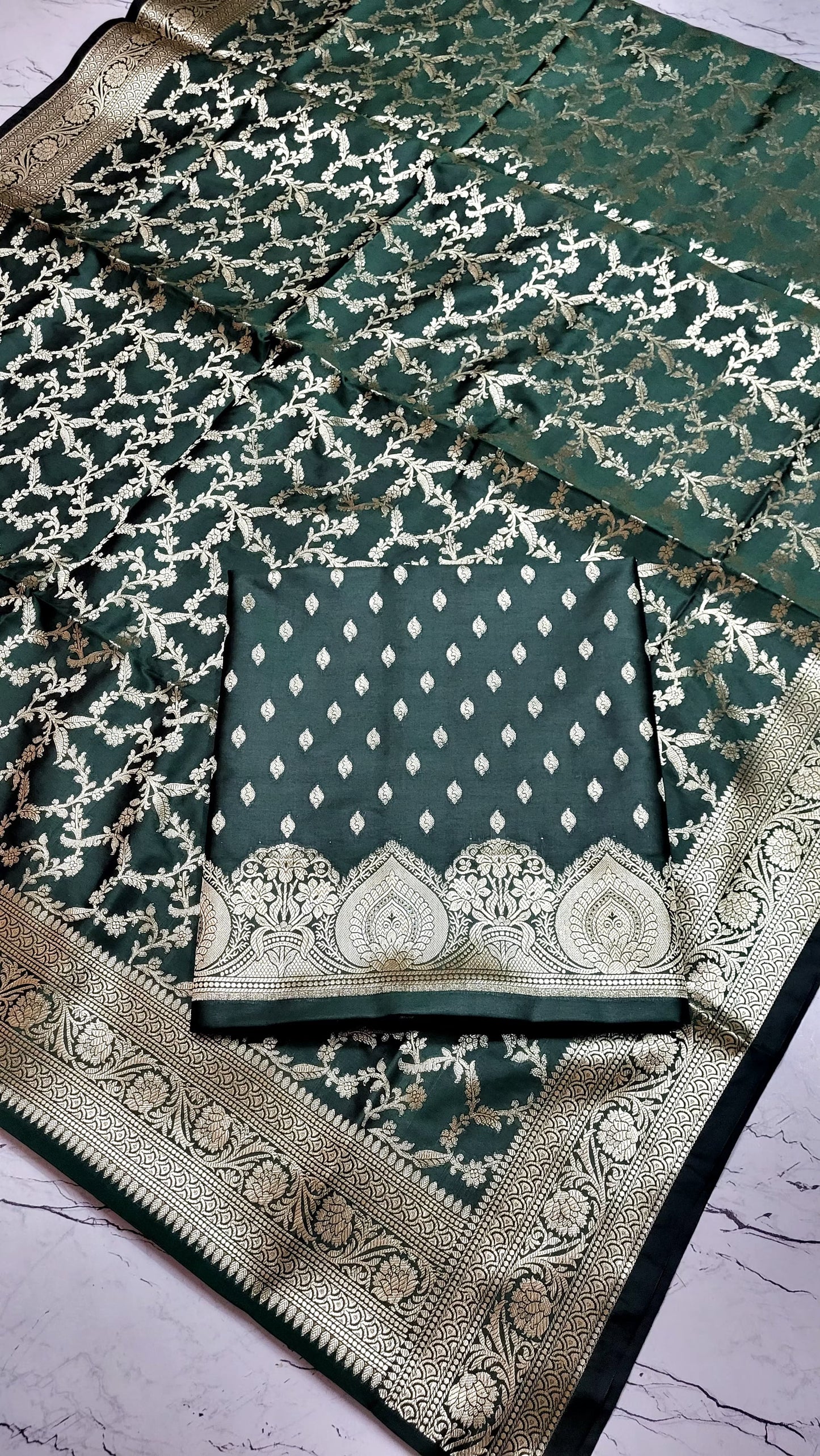 Exclusive Banarasi Ektara Unstitched Salwar Kameez Set | Pure Katan Silk | Zari Weaving