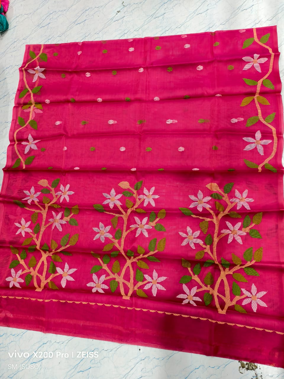 Hashnuhana - Pure Muslin Handwoven Jamdani Saree | Silk Mark Certified | Premium Quality