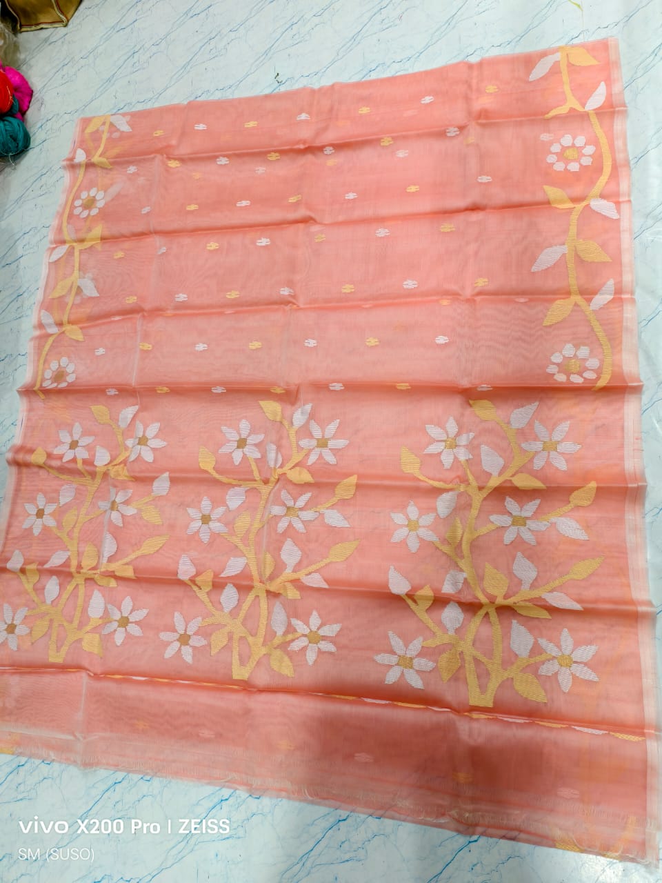 Hashnuhana - Pure Muslin Handwoven Jamdani Saree | Silk Mark Certified | Premium Quality