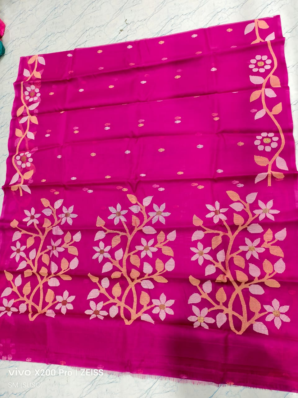 Hashnuhana - Pure Muslin Handwoven Jamdani Saree | Silk Mark Certified | Premium Quality