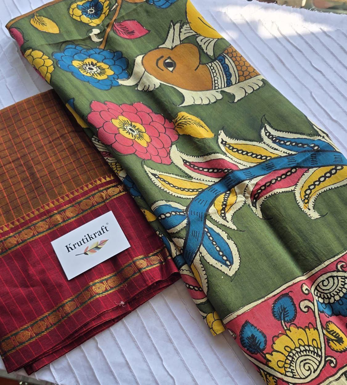 Exclusive Narayanpet Silk Kurta with Pen Kalamkari Dupatta