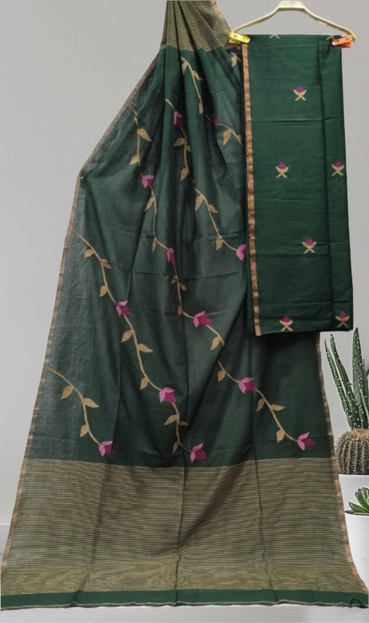 Pritha | Mul Cotton Premium Needle Weaved Jamdani Suits with Jaal Work Dupatta