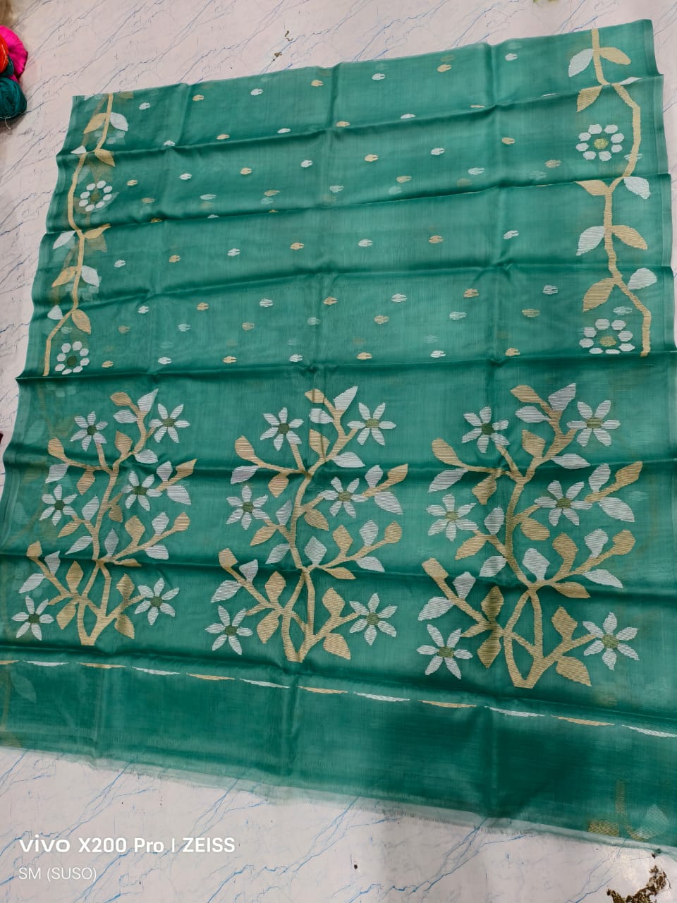 Hashnuhana - Pure Muslin Handwoven Jamdani Saree | Silk Mark Certified | Premium Quality