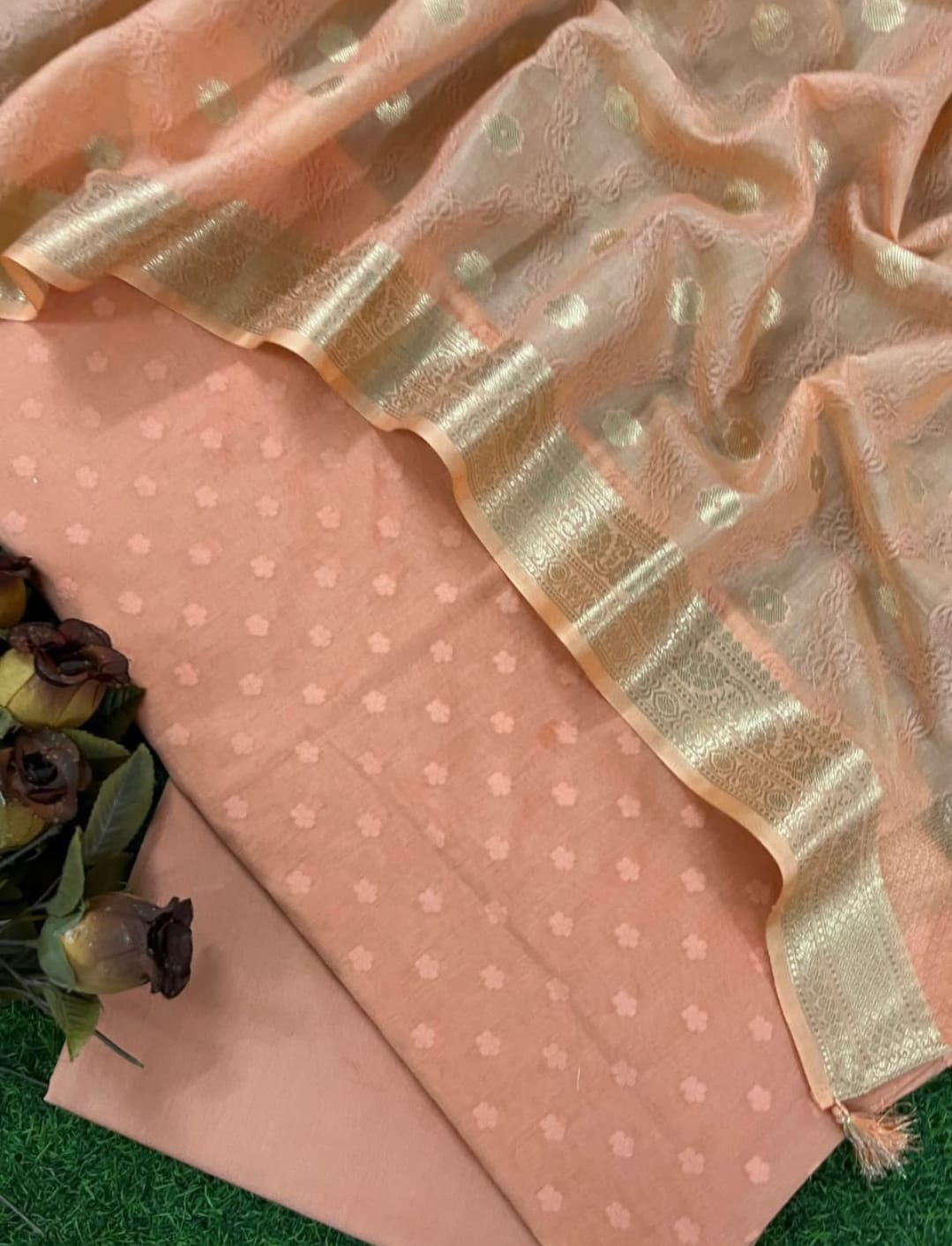 Exclusive Banarasi Chanderi Silk Suit | Pure Chanderi Silk Cotton with Resham & Zari Weaving | Rihyaaz
