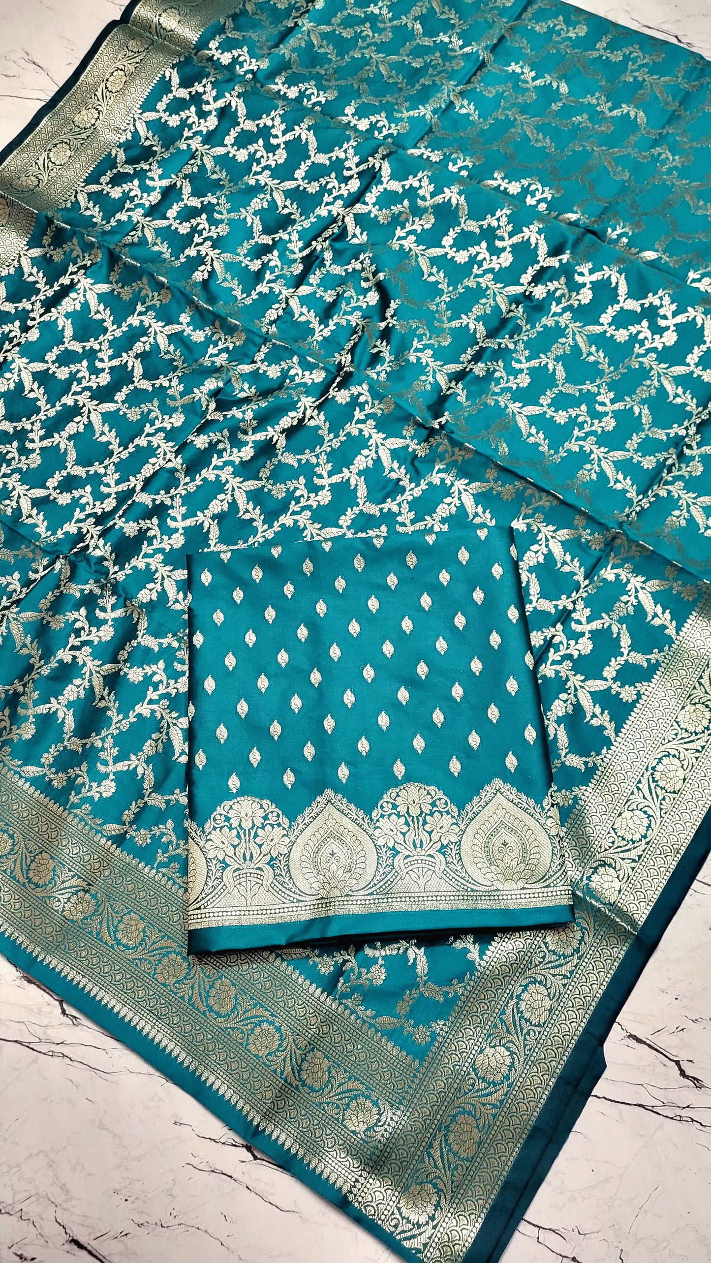 Exclusive Banarasi Ektara Unstitched Salwar Kameez Set | Pure Katan Silk | Zari Weaving