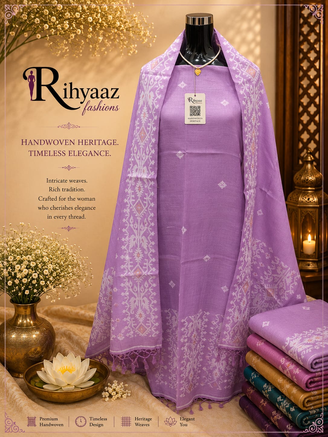 Kahini Gachi Tussar Jamdani Zari Detailing Kurta Dupatta Set | Rihyaaz