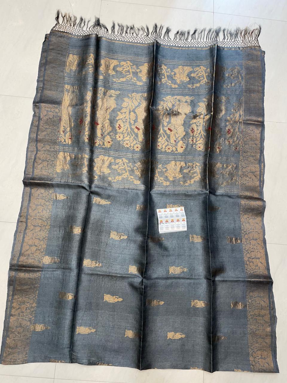 Authentic Pure Gachhi Tussar Handloom 3-Ply Doll Baluchuri Saree | Unique Weaving | Running BP | Govt. Silk Mark Certified
