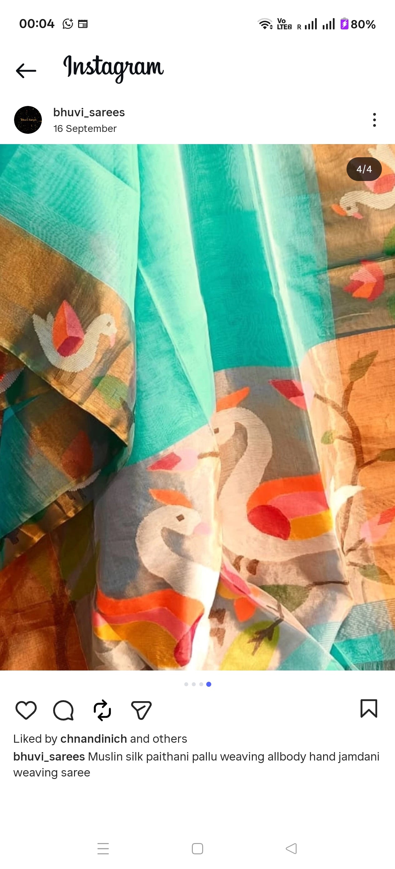 Hansini – Swan Motif Paithani-Inspired Jamdani Palla, Anchal & Border on Muslin Silk