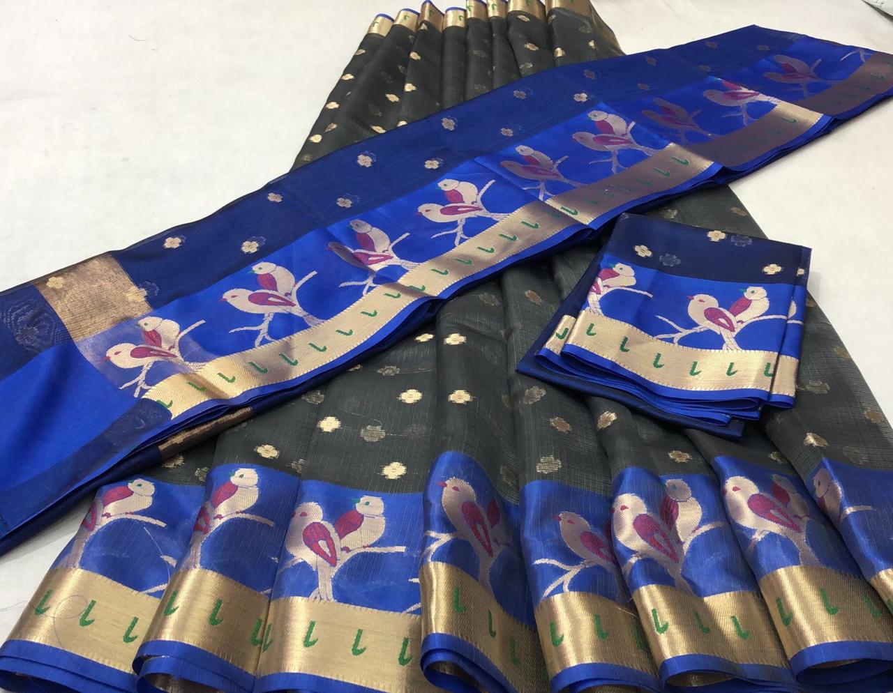 Mix Silk Resham Jari Weaving Unstitched Skirt- Dupatta- Blouse Set | Handloom Festive Wear