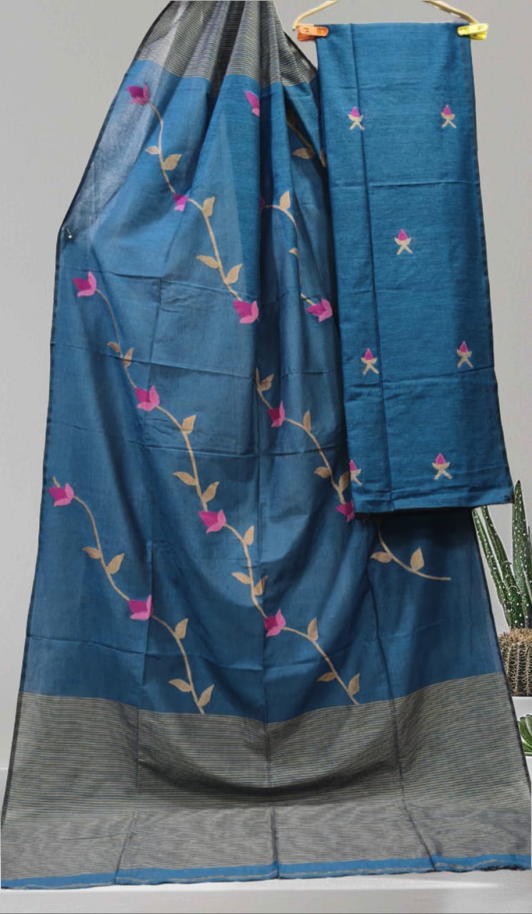 Pritha | Mul Cotton Premium Needle Weaved Jamdani Suits with Jaal Work Dupatta