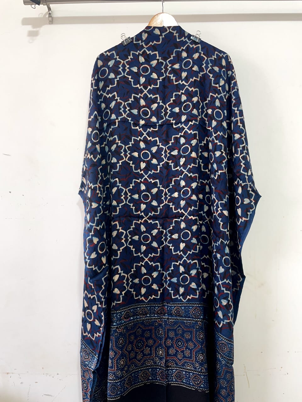 Ajrakh Modal Silk Kaftan – Handblock Printed Elegance