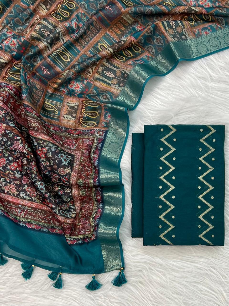 Exclusive Banarasi Unstitched Salwar Kameez with Dupatta | Banarasi Suit – Pure Mercerised Elegance