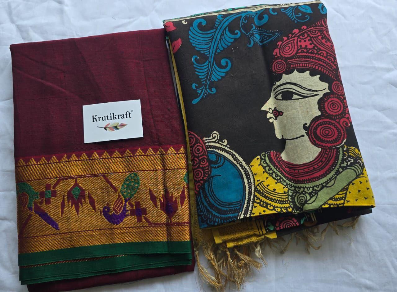 Exclusive Narayanpet Silk Kurta with Pen Kalamkari Dupatta