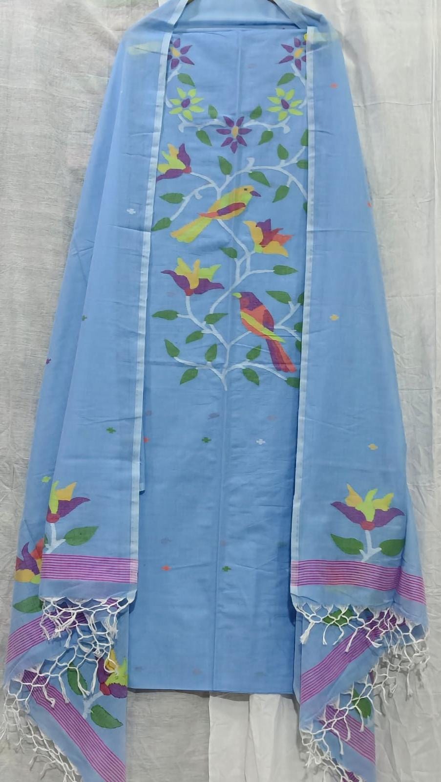 Parijat Mul Cotton Handwoven Needle Jamdani Suits – Premium 2.5m*2 Set