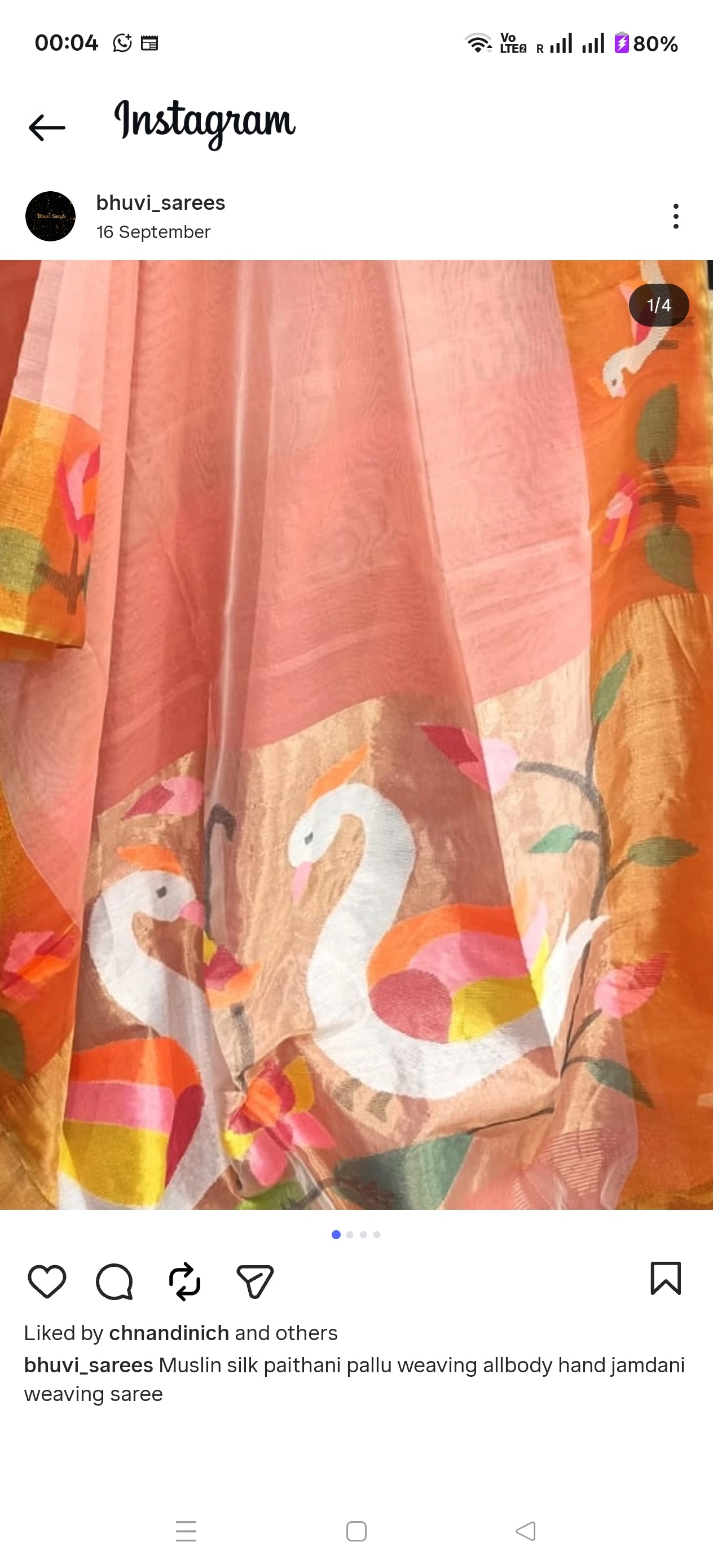 Hansini – Swan Motif Paithani-Inspired Jamdani Palla, Anchal & Border on Muslin Silk