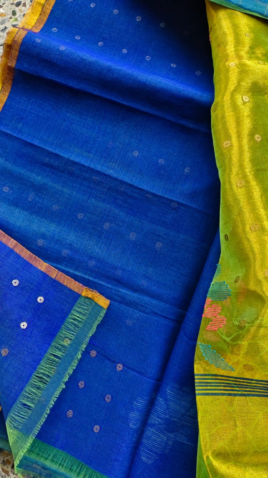 Titli by Rihyaaz – Beautiful muslin Paithani style needle work Jamdani saree with delicate sequins work and matching blouse piece, handcrafted for festive and occasion wear.