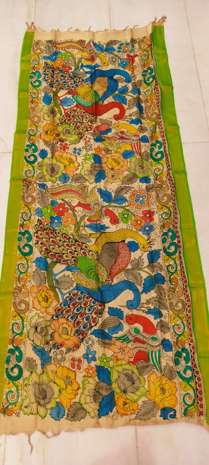 Mangalgiri Silk Dupattas – Hand-Drawn & Hand-Painted Art | Multicolour Premium Collection