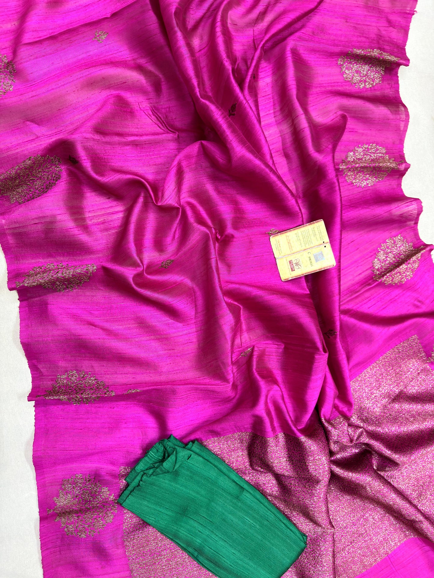 Handloom Muga Tussar Banarasi Handwoven Saree – Silk Mark Certified | Soft & Smooth Dyeble Fabric