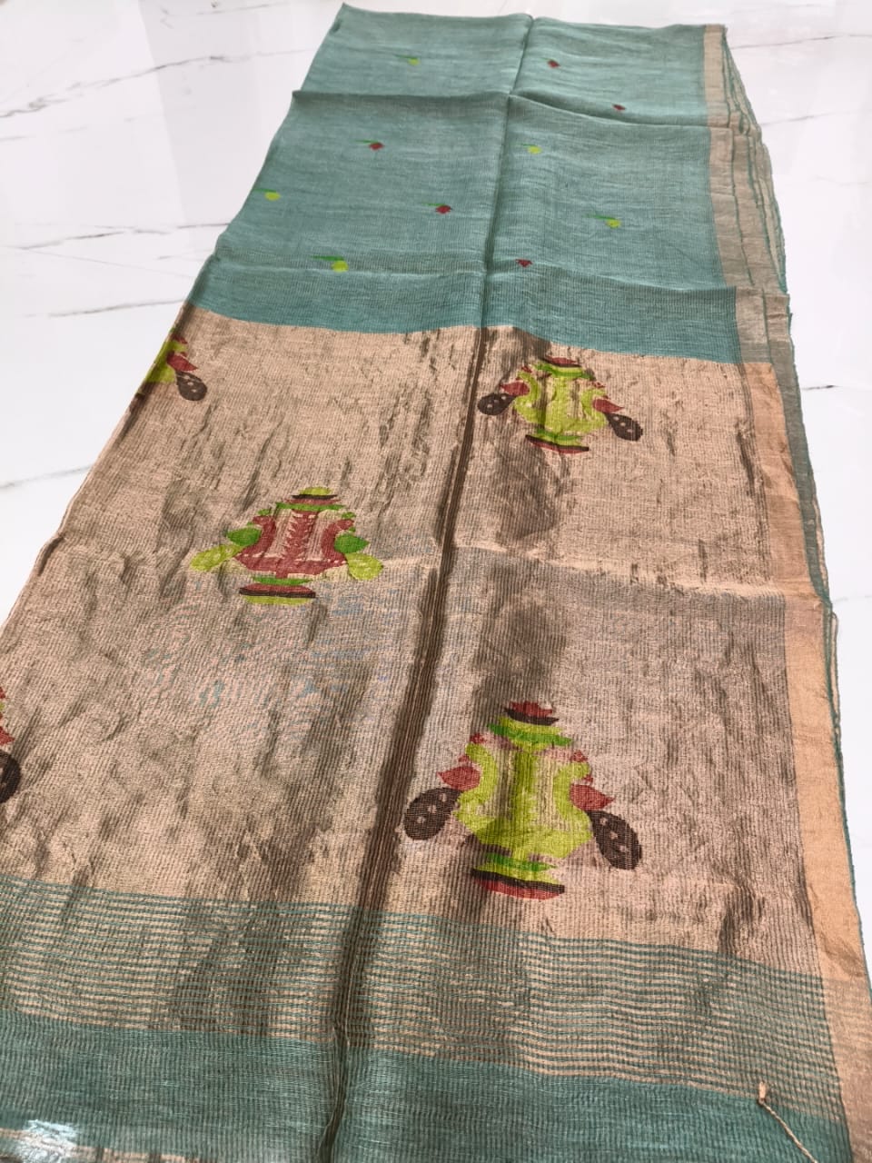Sangli – Morbangdi Paithani Anchal Linen Silk Tissue Saree