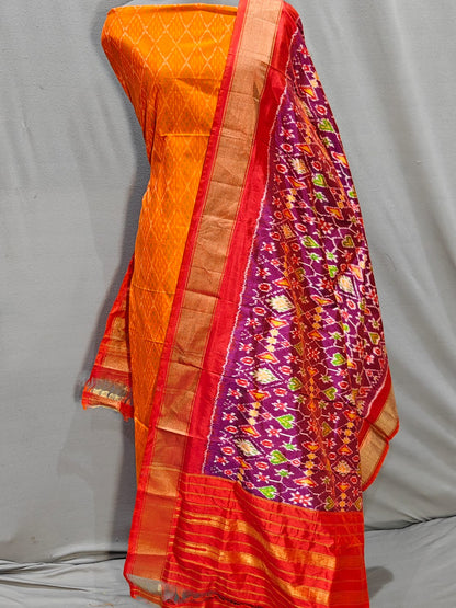 ✨ 𝓢𝓲𝓶𝓪𝔂𝓪-Gorgeous Pure Silk Patola Dupatta with Single Ikat Top ✨