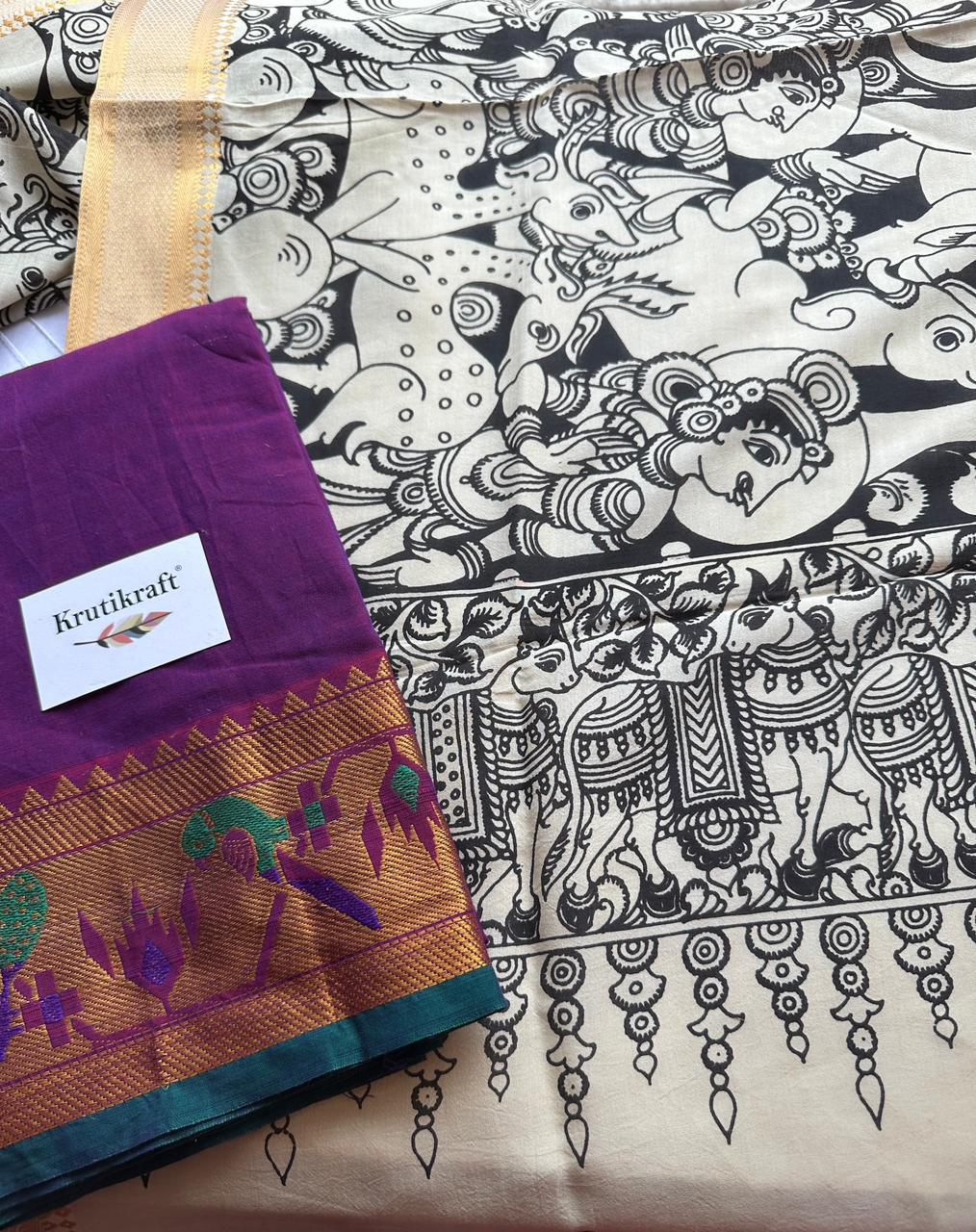 Exclusive Narayanpet Silk Kurta with Pen Kalamkari Dupatta