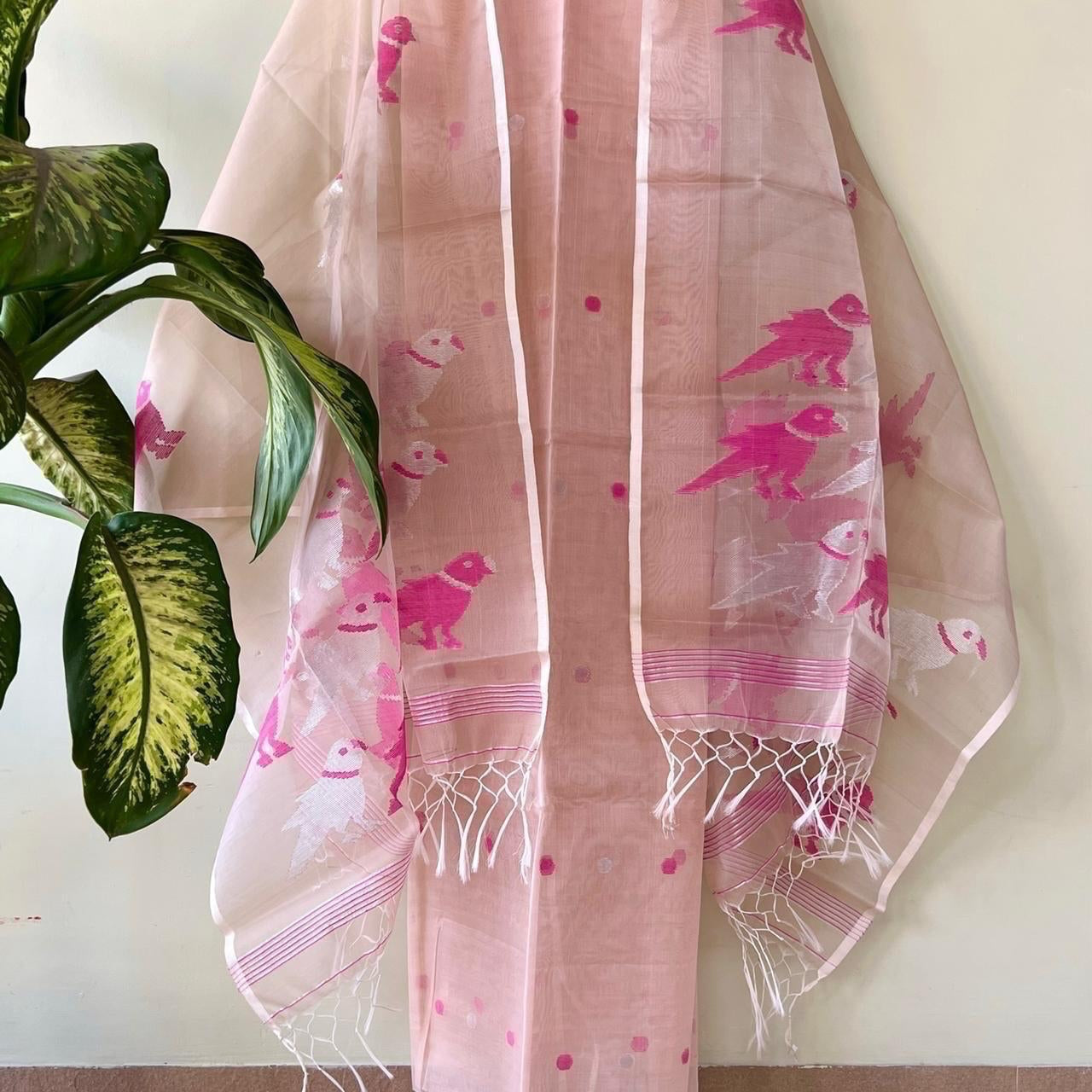 Muslin Bird Handwoven Suit Set with Dupatta