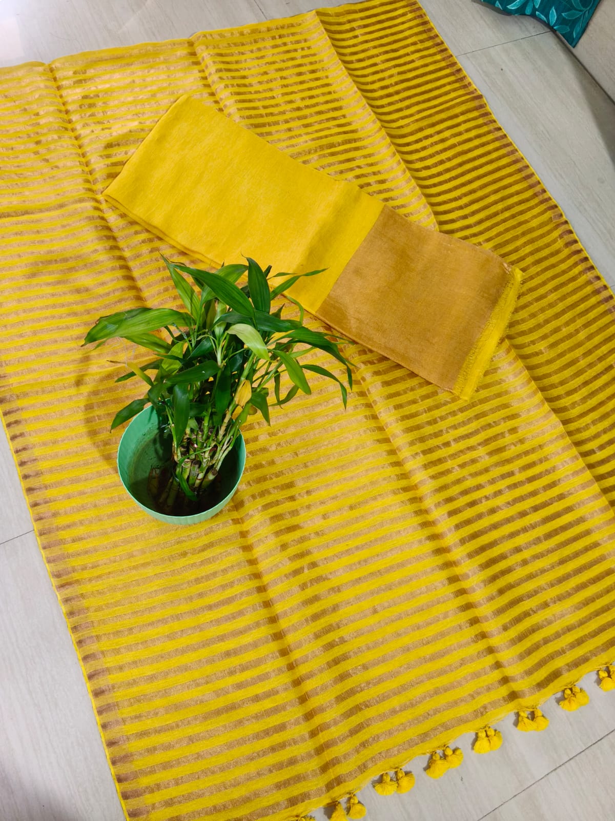 Mabesha – Tissue Silk Zari Stripe Linen Suits