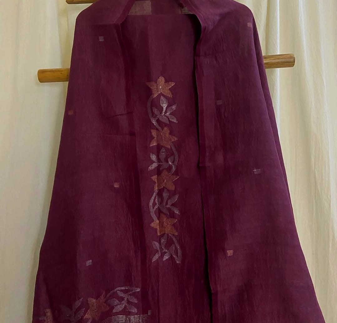 Ivy – Pure Jayshree Linen Suits | Dual Zari Canopy-Detail Torso & Matching Canopy Border Dupatta | Premium Handloom Elegance