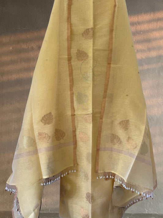 𝓚𝓾𝓶𝓾𝓭𝓲𝓷𝓲  𝚂𝚒𝚕𝚟𝚎𝚛 & 𝙶𝚘𝚕𝚍𝚎𝚗 𝚠𝚎𝚊𝚟𝚎𝚍 𝚕𝚎𝚊𝚏 𝚍𝚎𝚜𝚒𝚐𝚗 𝚙𝚞𝚛𝚎 𝚕𝚒𝚗𝚎𝚗 𝚋𝚢 𝚕𝚒𝚗𝚎𝚗