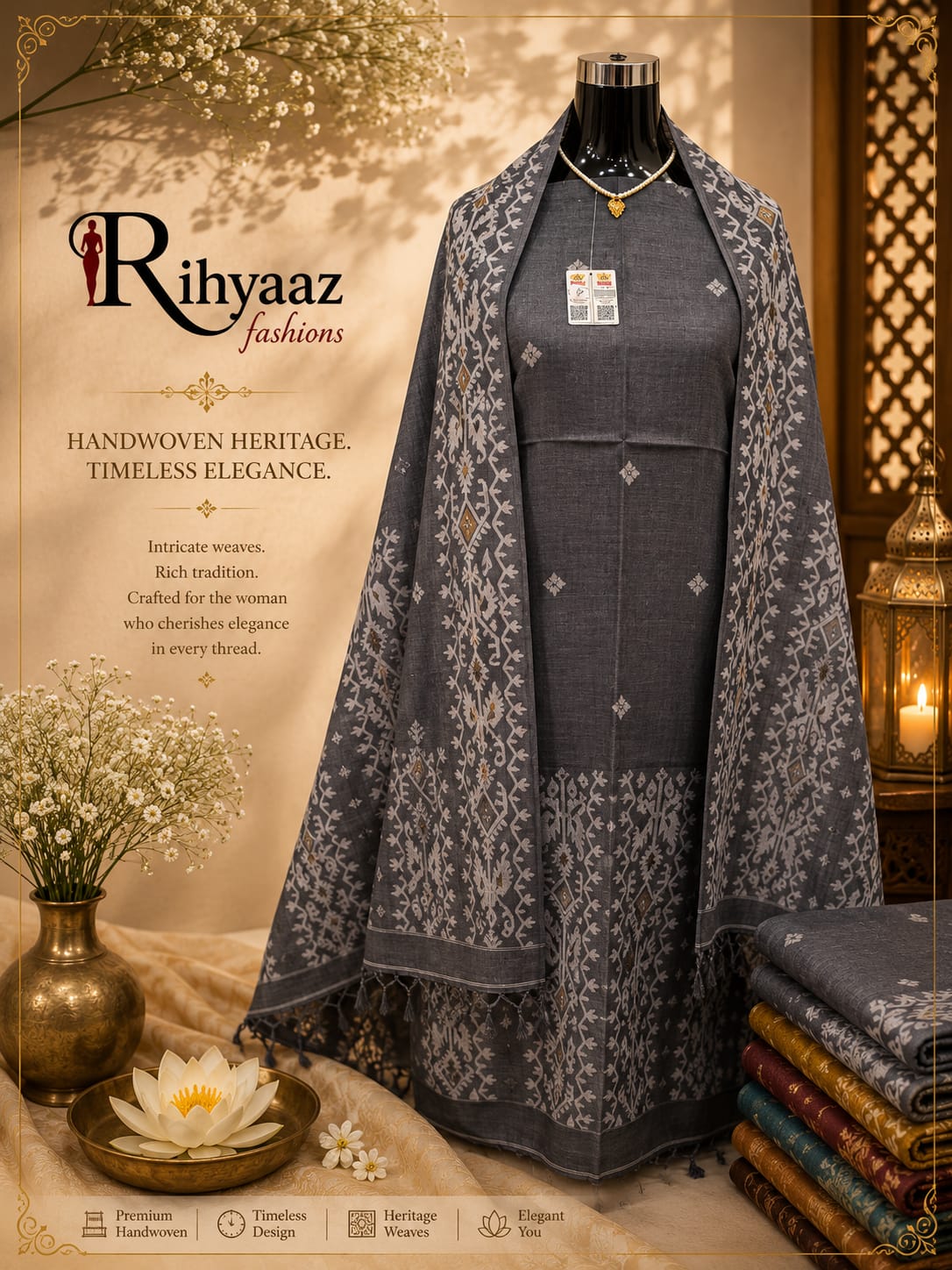 Kahini Gachi Tussar Jamdani Zari Detailing Kurta Dupatta Set | Rihyaaz