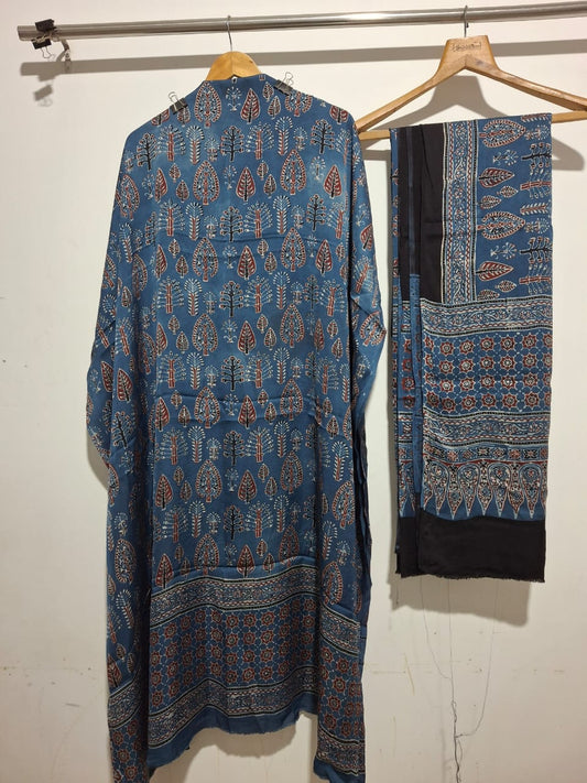 Neelam – Modal Silk Handblock Ajrakh Suits | Blue Shade | Premium Ethnic Wear