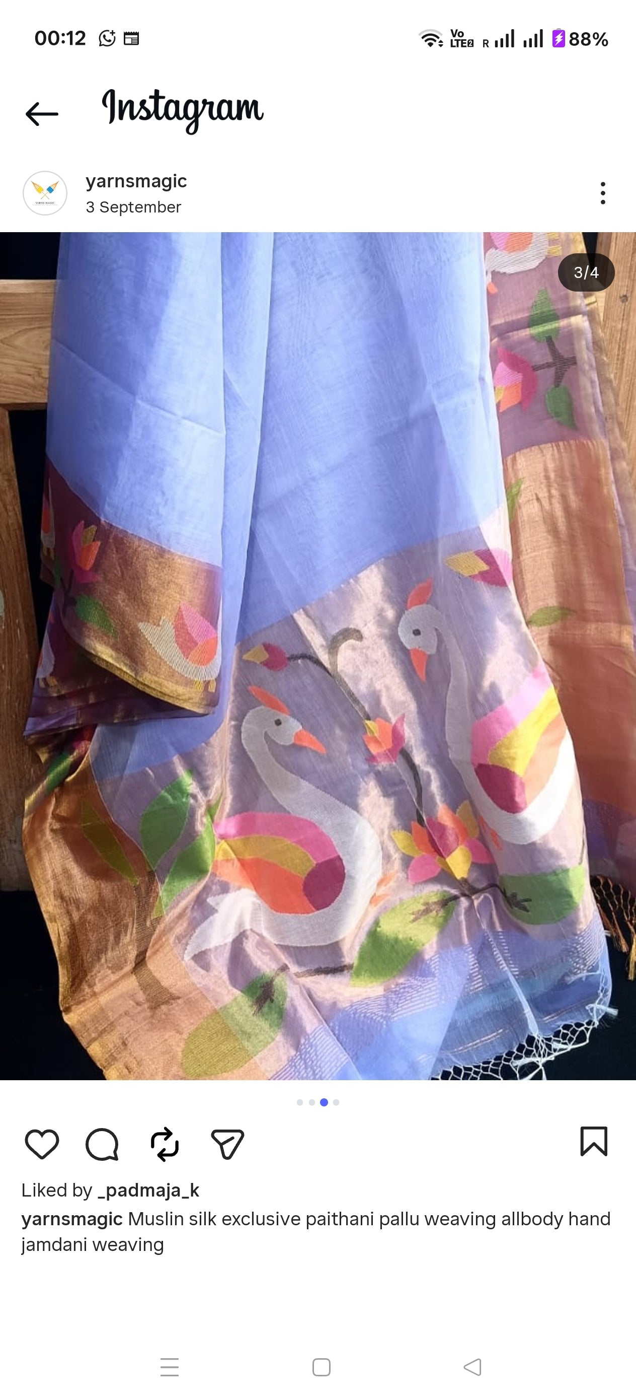 Hansini – Swan Motif Paithani-Inspired Jamdani Palla, Anchal & Border on Muslin Silk